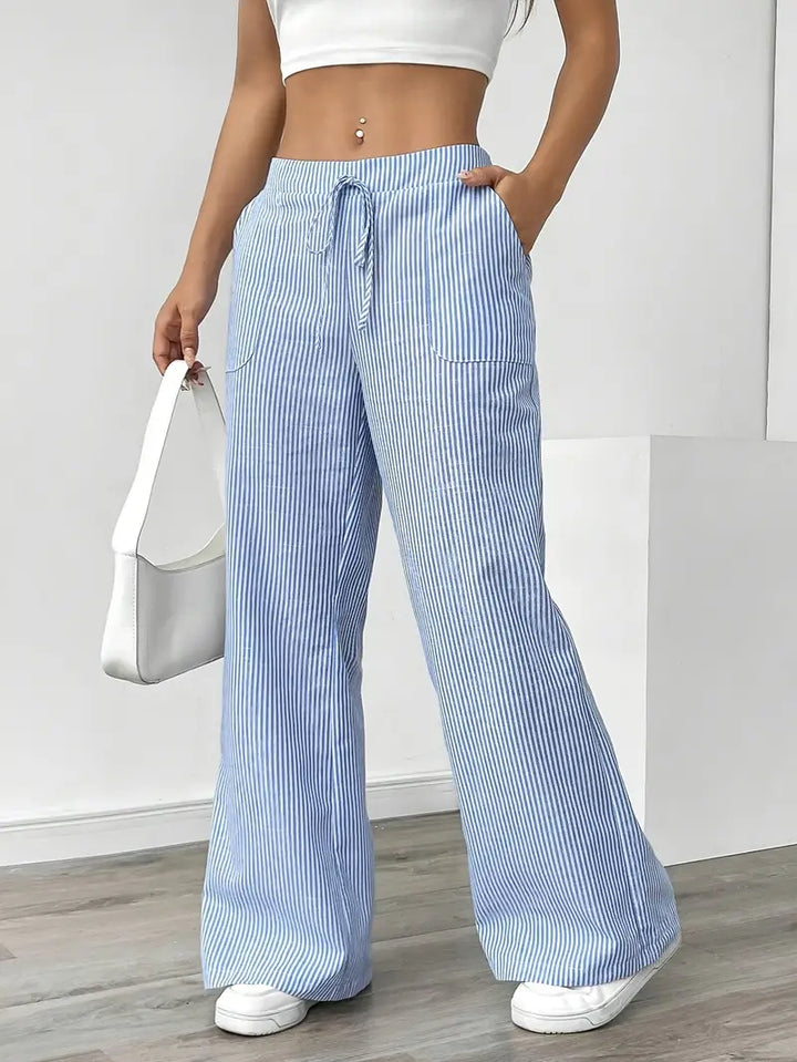 Viviana - Elegante Pantalone A Righe Con Tasche