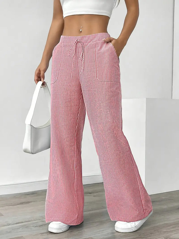 Viviana - Elegante Pantalone A Righe Con Tasche