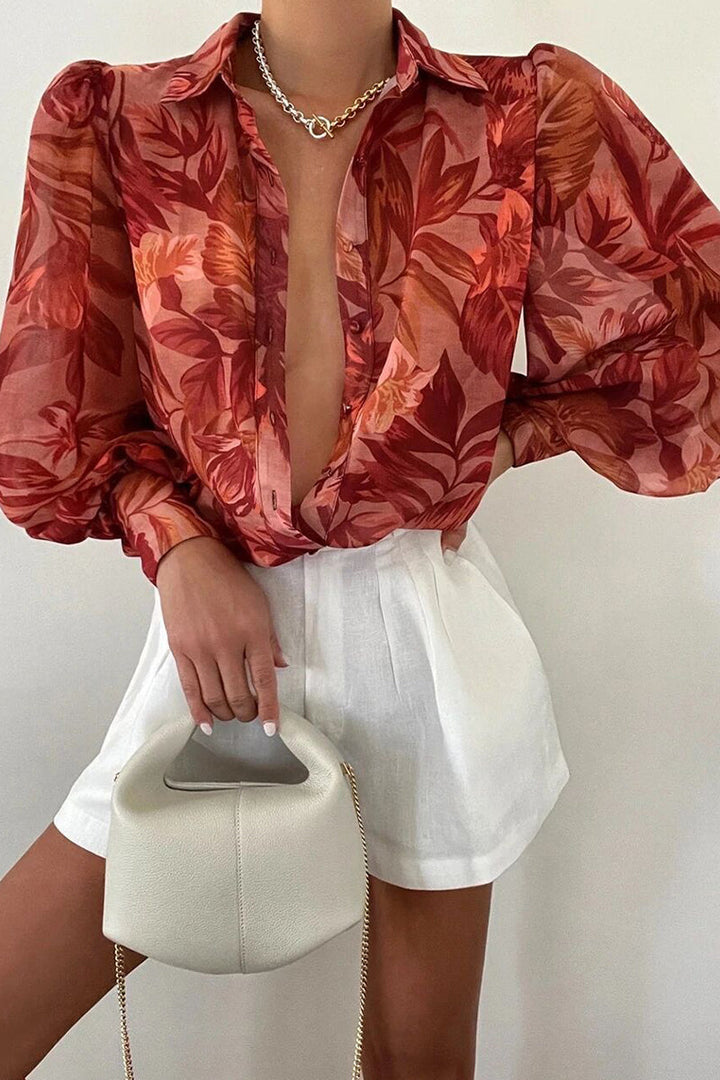 Viviana™ | Blusa Floreale con Maniche a Palloncino