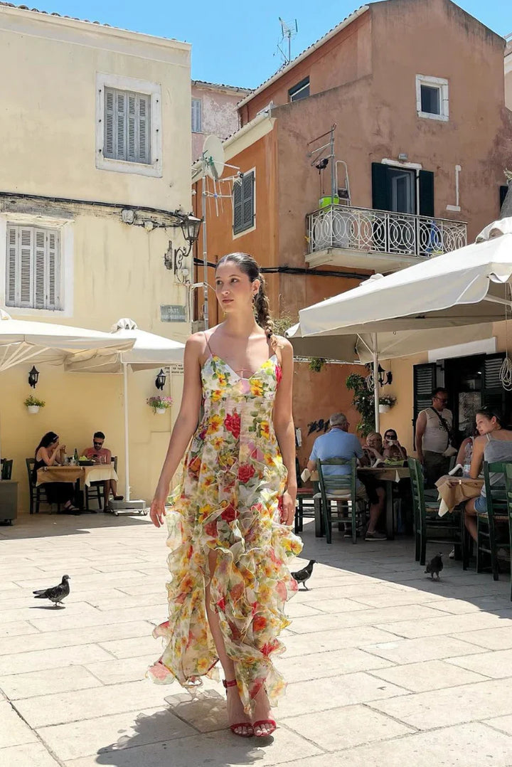 Viviana™ | Abito Estivo con Volant e Stampa Floreale