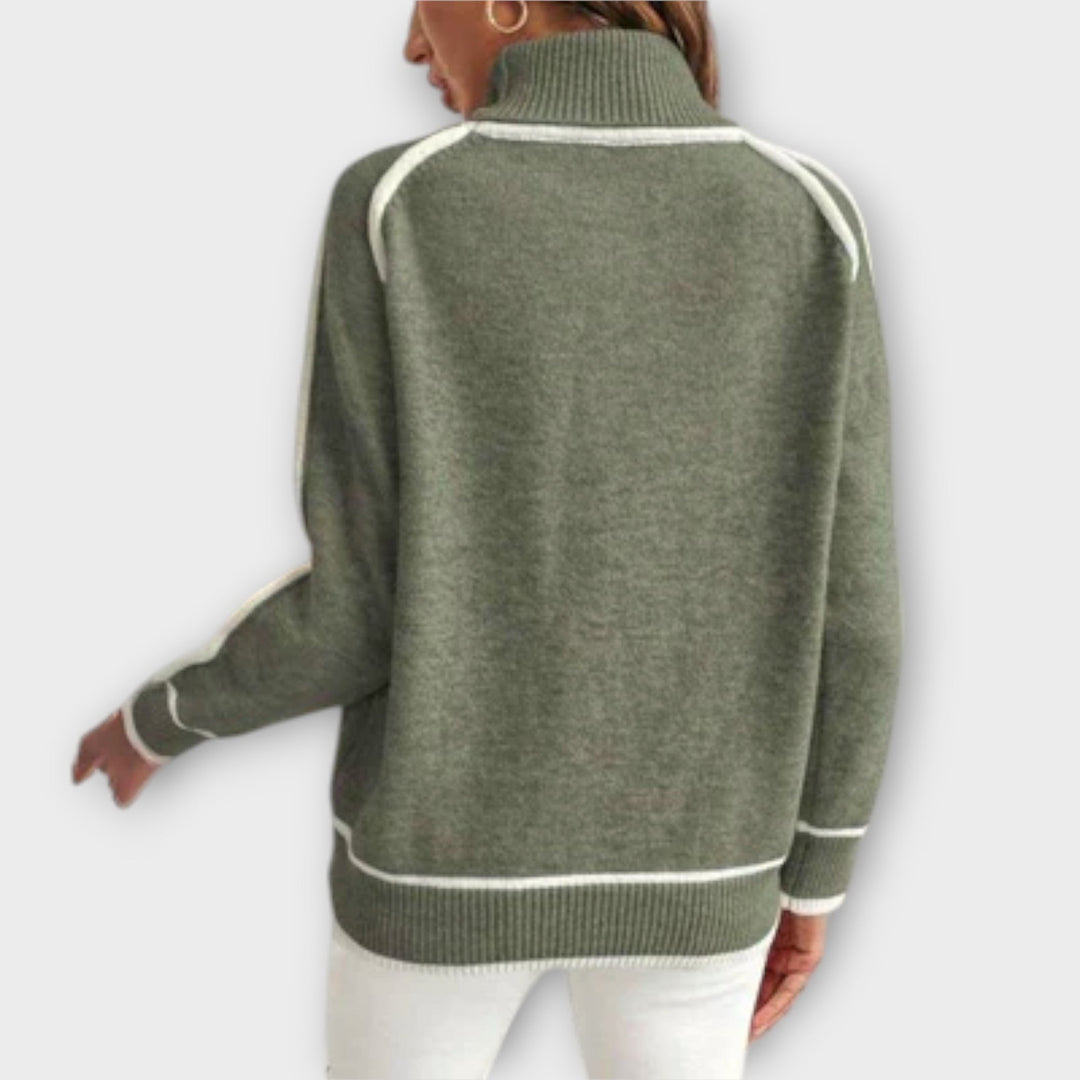 Viviana™ | Maglione di Lino Verde Oliva di Lusso