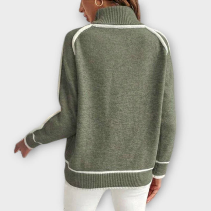 Viviana™ | Maglione di Lino Verde Oliva di Lusso
