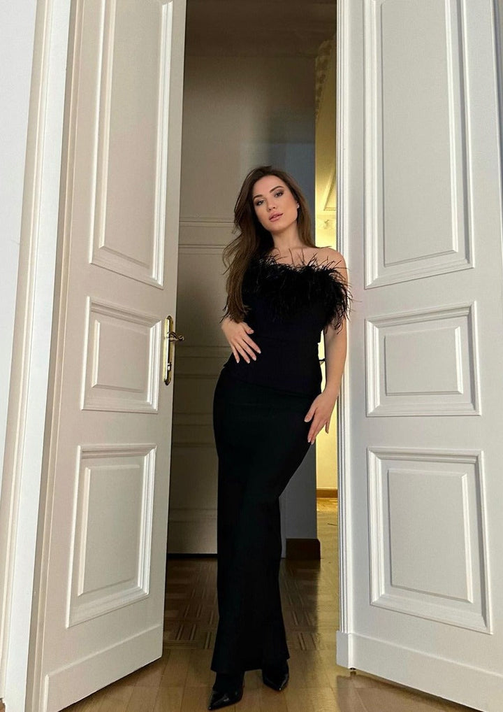 Viviana™ | Abito di Piume Lussuoso