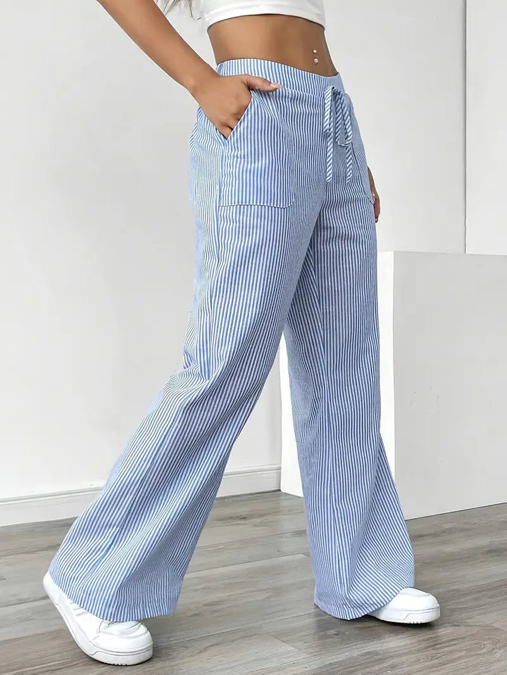 Viviana - Elegante Pantalone A Righe Con Tasche