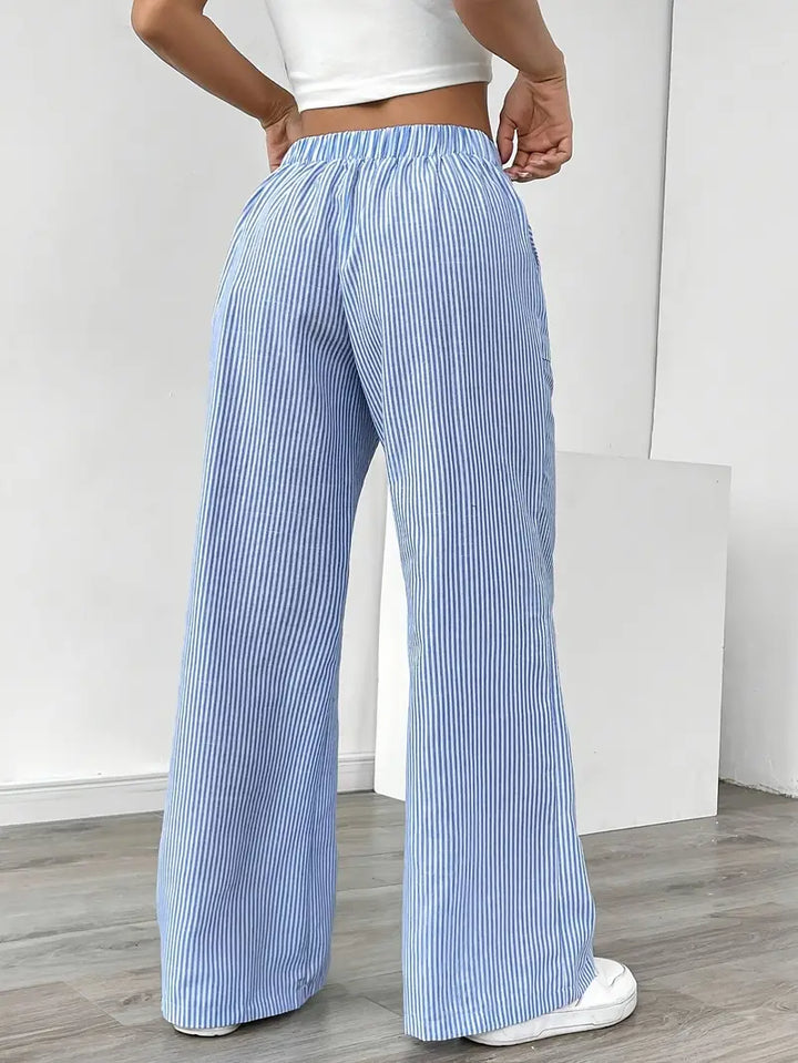 Viviana - Elegante Pantalone A Righe Con Tasche