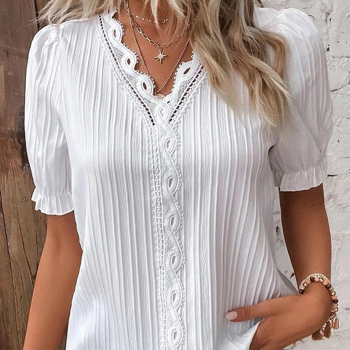 Viviana™ | Blusa Donna Bianca con Pizzo