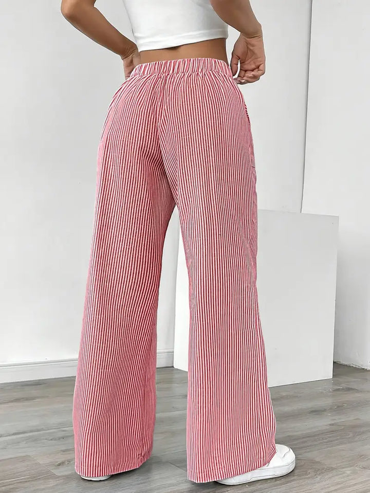 Viviana - Elegante Pantalone A Righe Con Tasche