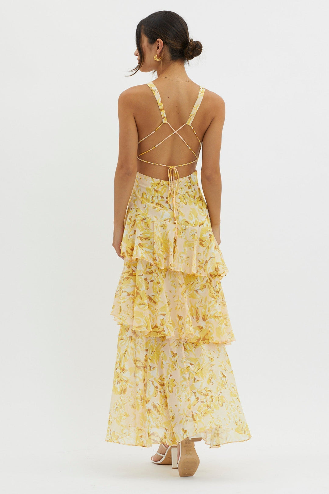 Viviana™ | Abito Volant Estivo Giallo Floreale