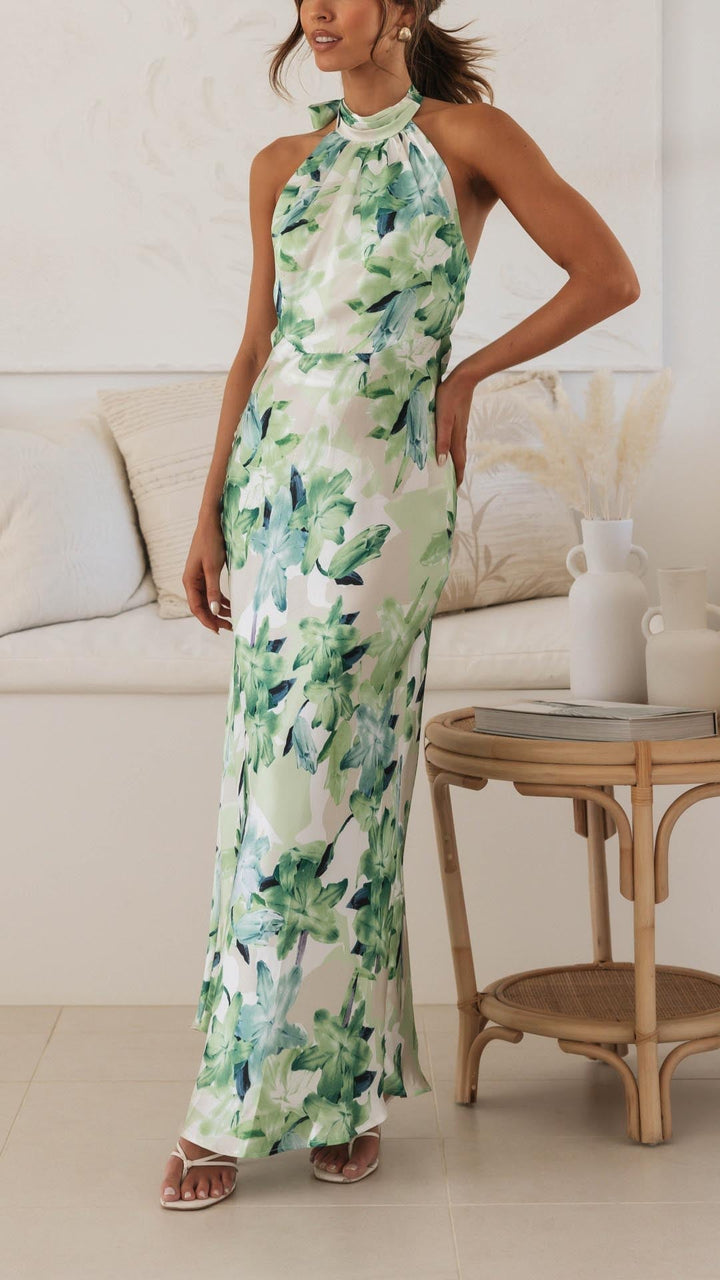 Viviana™ | Abito Maxi Floral con Scollo Halter