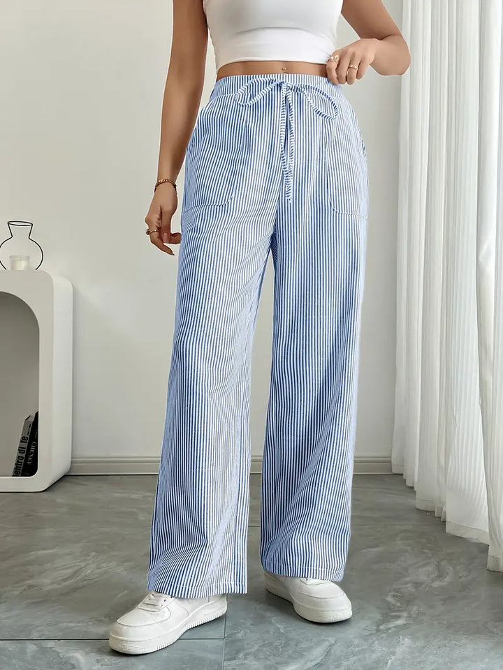 Viviana - Elegante Pantalone A Righe Con Tasche