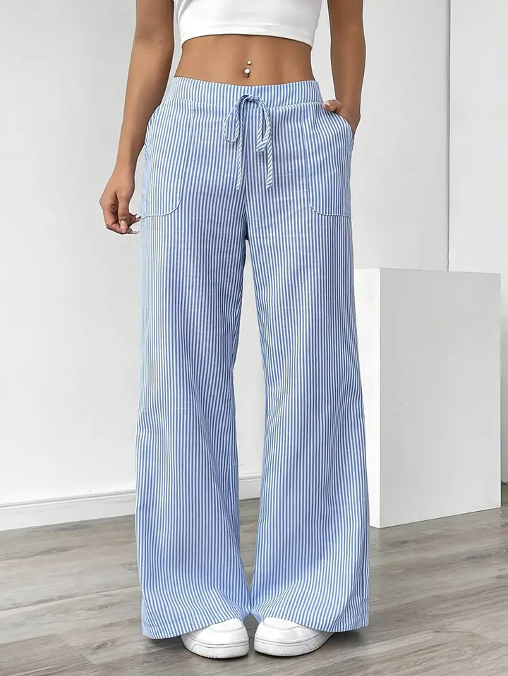 Viviana - Elegante Pantalone A Righe Con Tasche