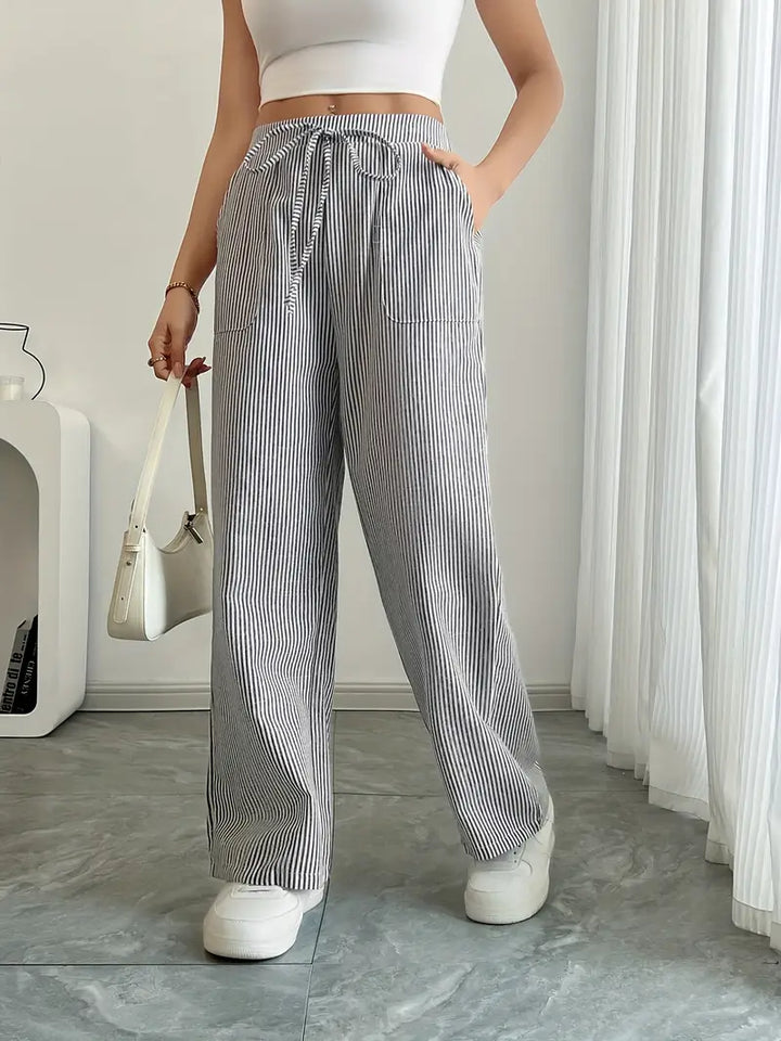 Viviana - Elegante Pantalone A Righe Con Tasche