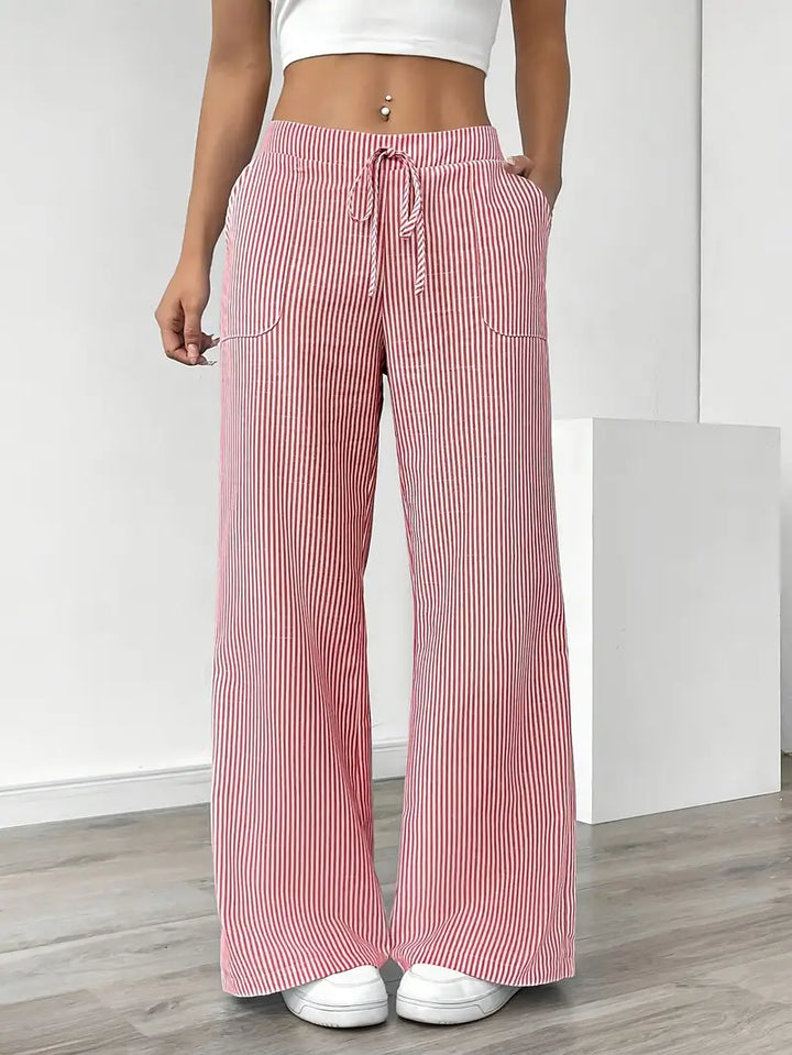 Viviana - Elegante Pantalone A Righe Con Tasche