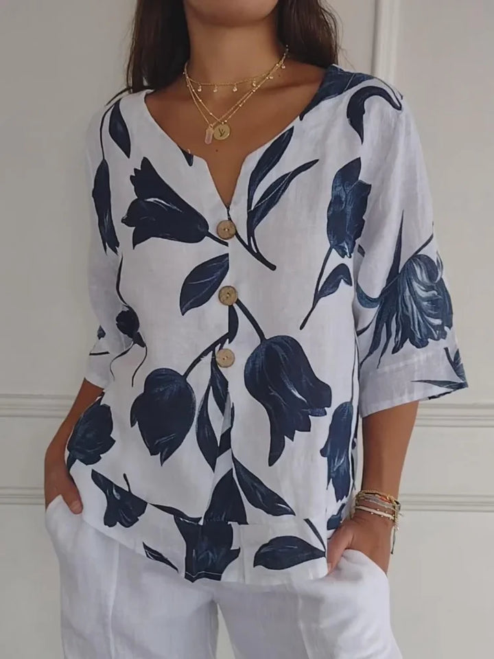 Viviana™ | Blusa a Bottoni Floreale