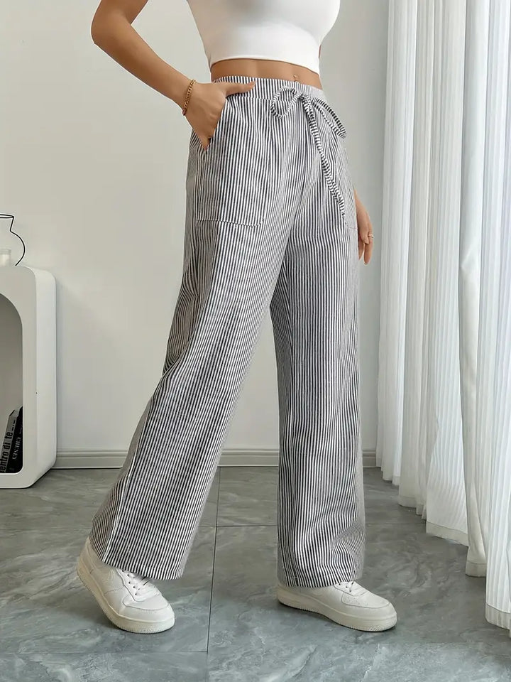 Viviana - Elegante Pantalone A Righe Con Tasche