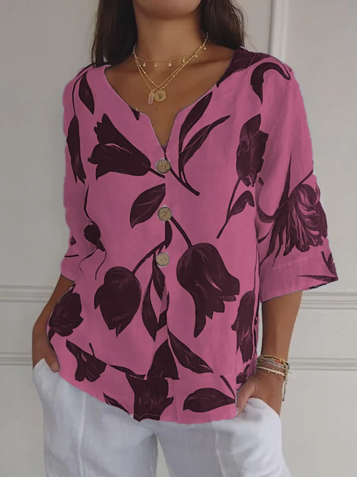 Viviana™ | Blusa a Bottoni Floreale